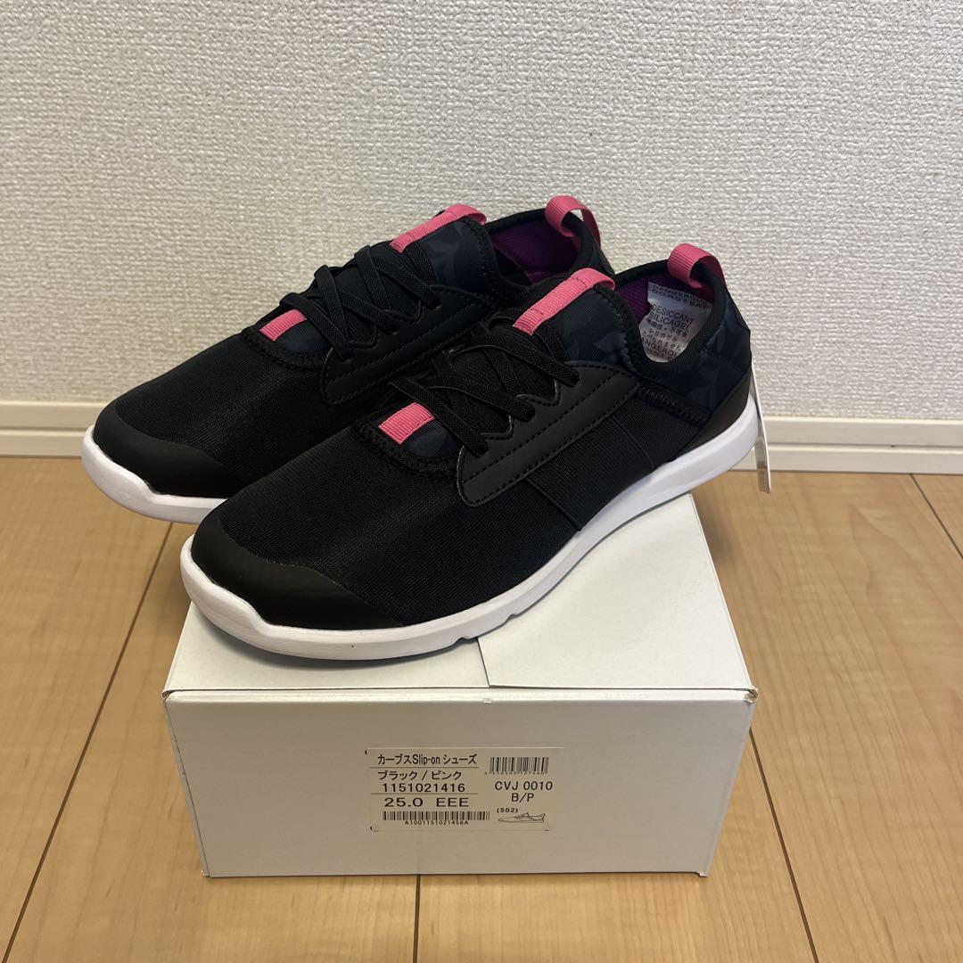 カーブス　Slip-on シューズ　ブラック/ピンク　25.0 新品未使用品