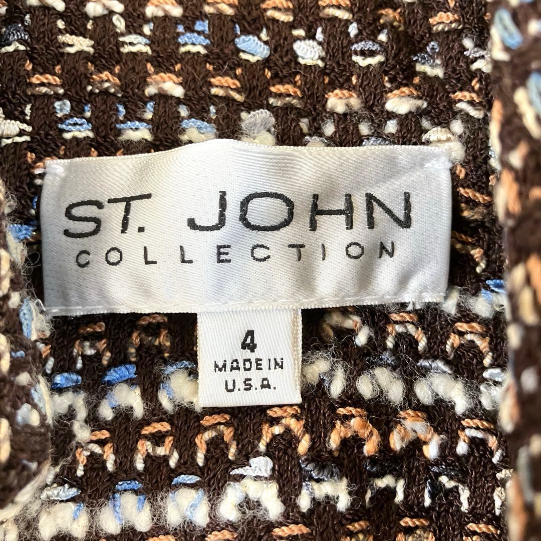 セントジョン スーツ スカートセットアップ M ストレッチ ニット 金ボタン