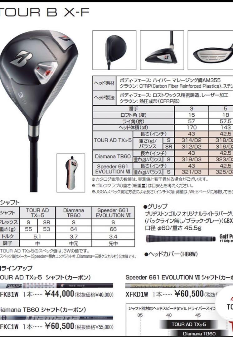 ブリヂストンフェアウェイウッドTOUR B X-F 3W 15°スピーダー