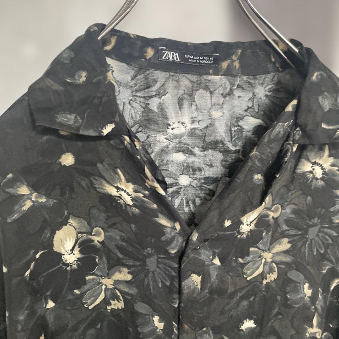 ザラ ZARA アロハシャツ 開襟 オープンカラー 半袖シャツ M