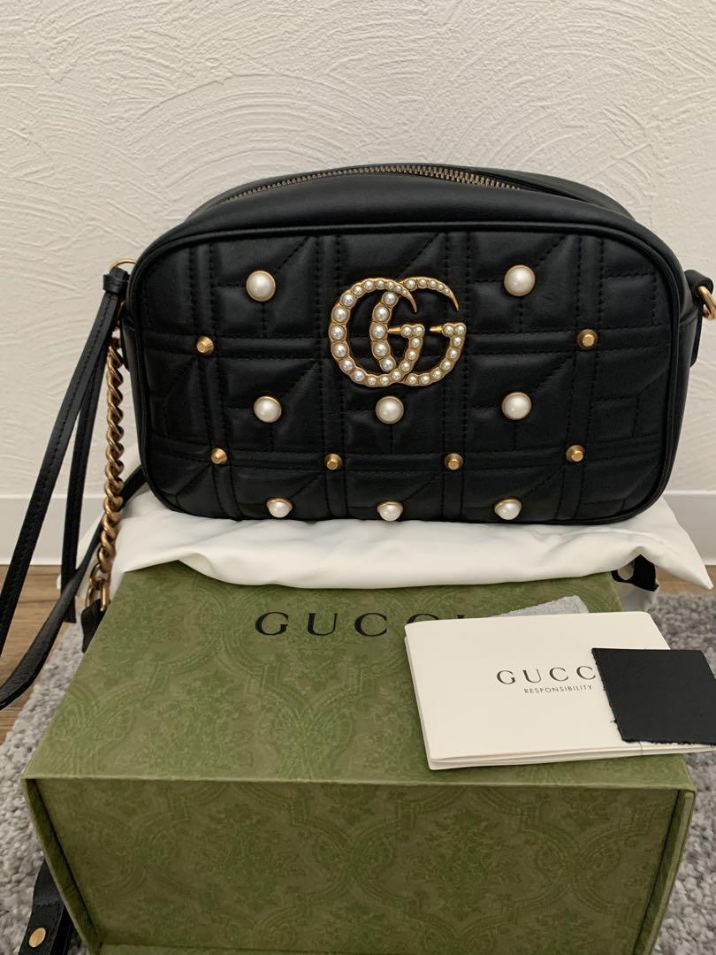 GUCCI GGマーモントパールキルティングバッグ