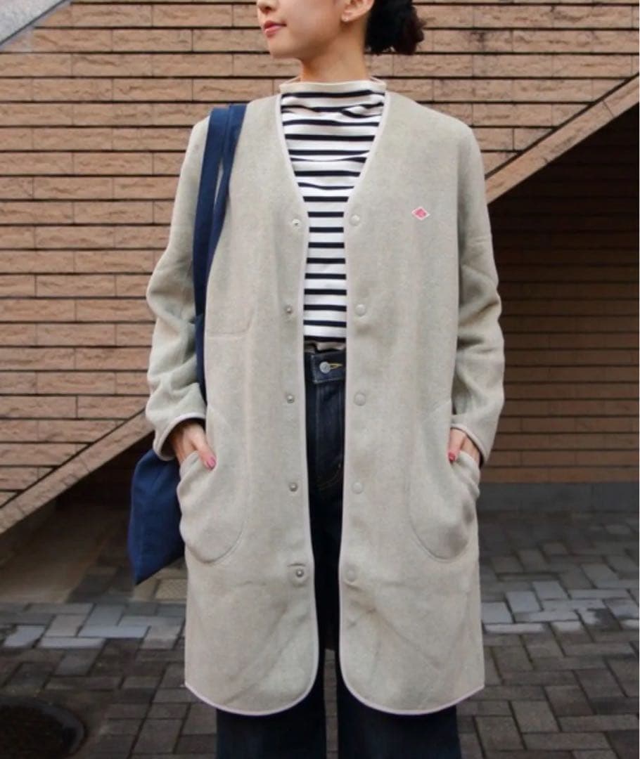 新品 Dantonダントン フリースカラーレスコート　マーブル　38 新品 Dantonダントン フリースカラーレスコート マーブル 38