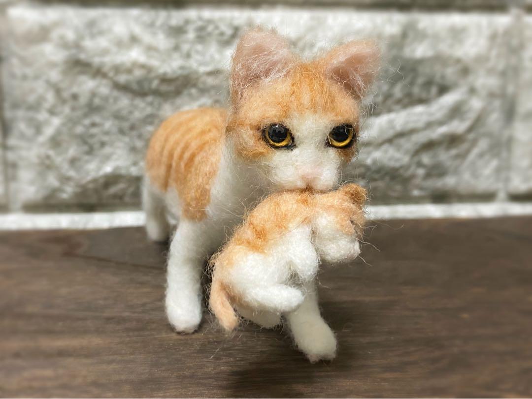 Ryan☆母猫の偉大さ☆茶トラ猫☆羊毛フェルトねこオブジェ☆cat☆ハンドメイド