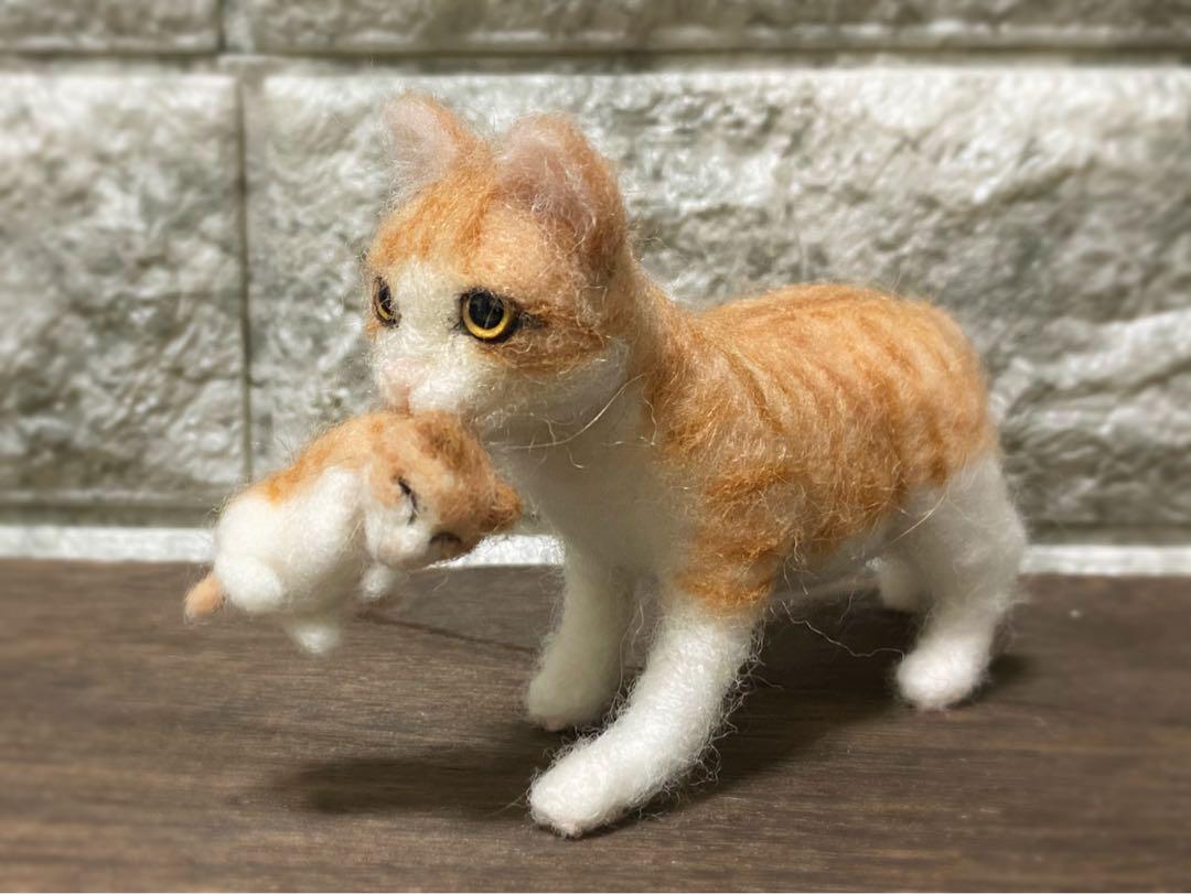 Ryan☆母猫の偉大さ☆茶トラ猫☆羊毛フェルトねこオブジェ☆cat☆ハンドメイド