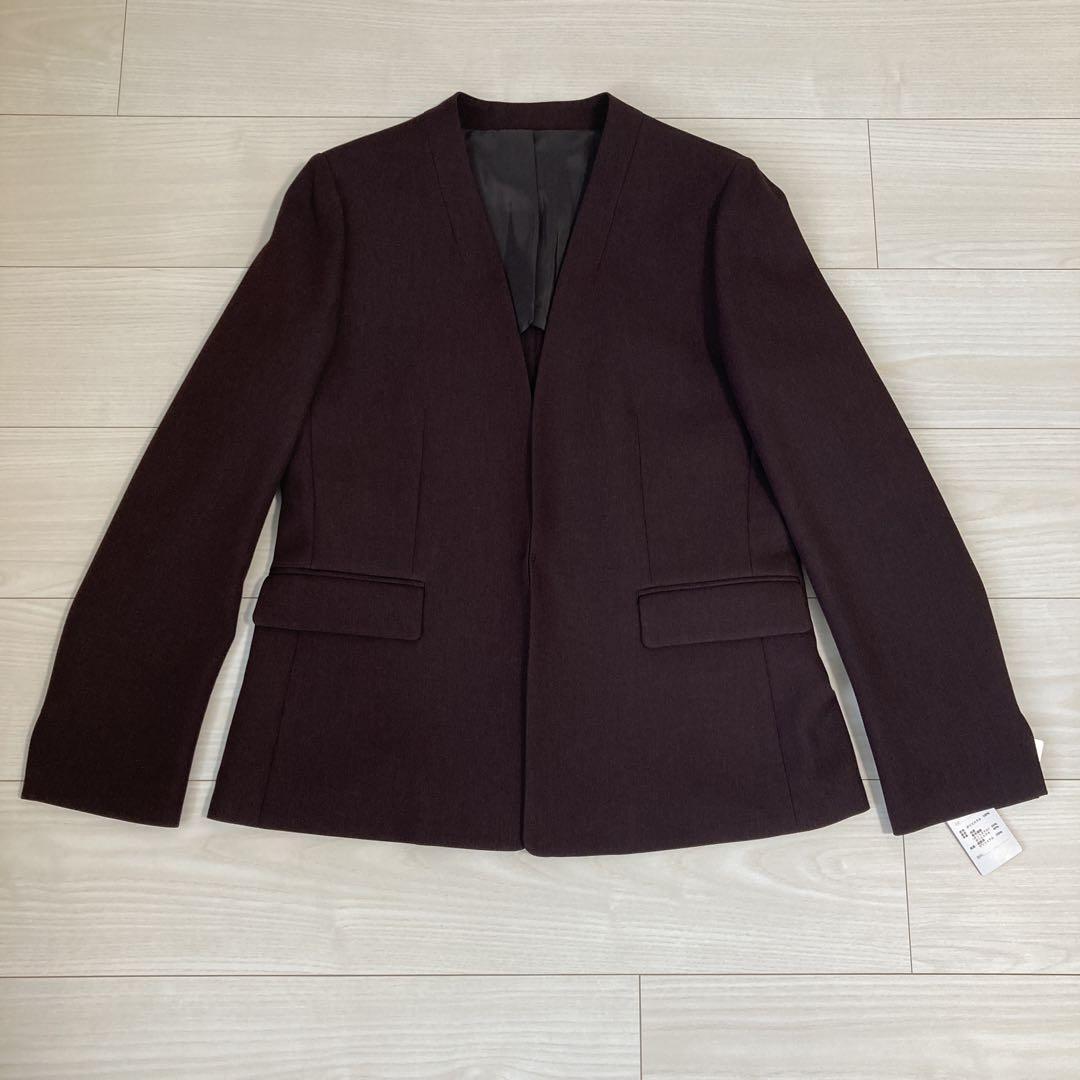 アオキ レディース パンツスーツ ストレッチ ノーカラー