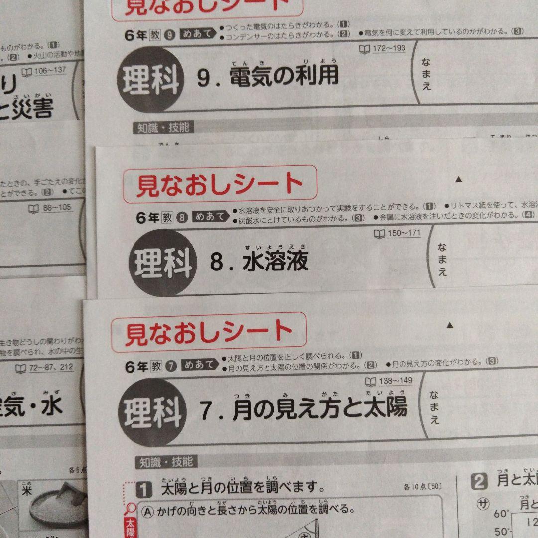 専用　小6　算数　国語　理科　令和6年度　カラーテスト答え見なおしシート　新学社 小6 理科 教育出版 新学社 令和6年度 カラーテスト 見なおし
