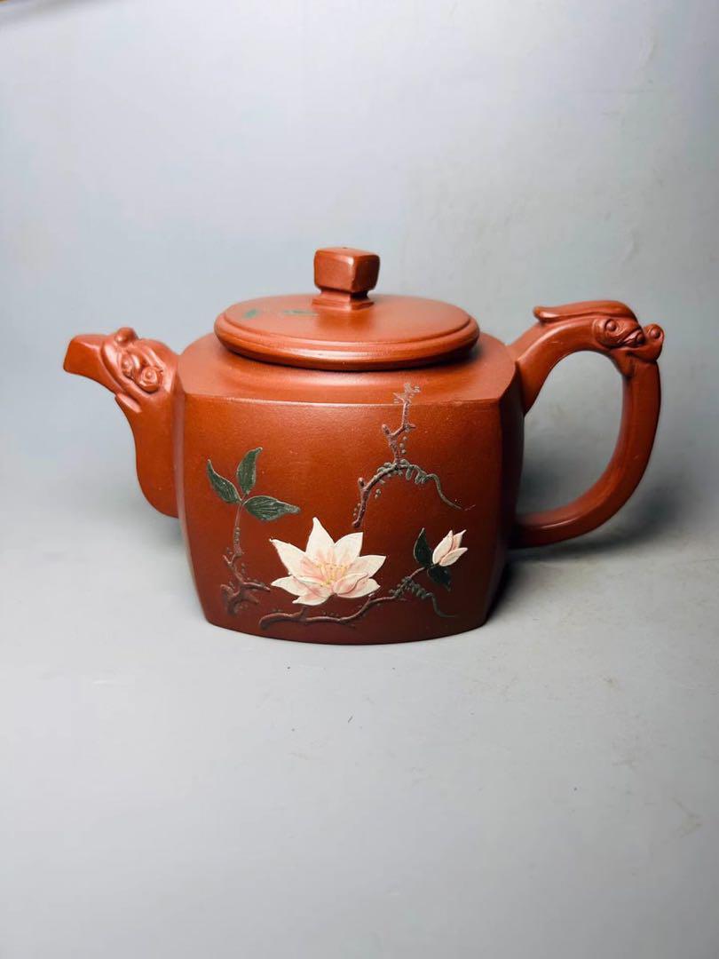 蓮の花装飾 陶器製四角形ポット