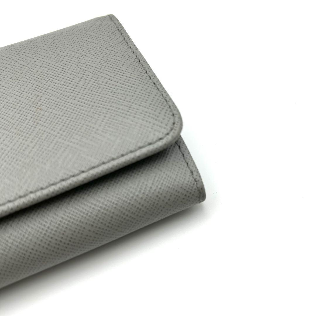プラダ PRADA 長財布 グレー 灰色サフィアーノ レザー 超美品