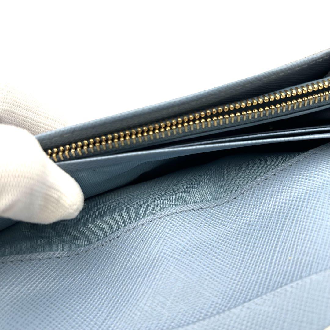 プラダ PRADA 長財布 グレー 灰色サフィアーノ レザー 超美品