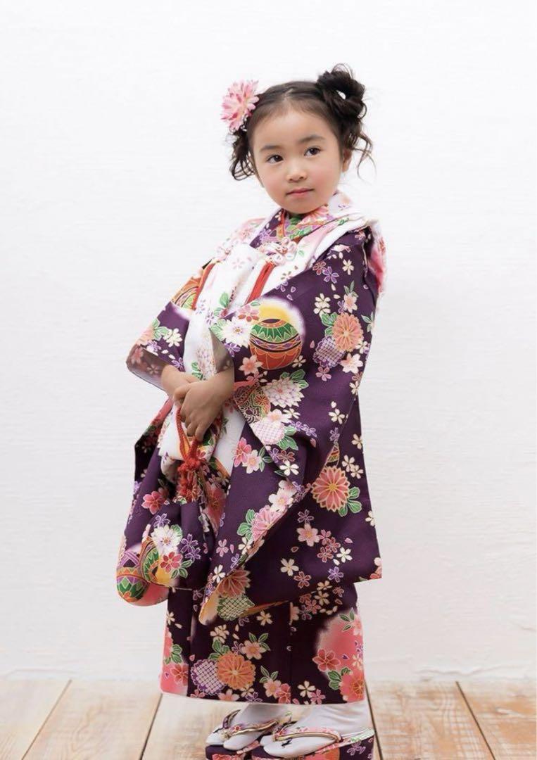 七五三  3歳  被布着物セット 女の子　紫