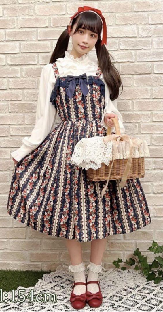 充実の品 axes femme kawaii ローズベリーガーデンジャンスカ 紺 ワンピース