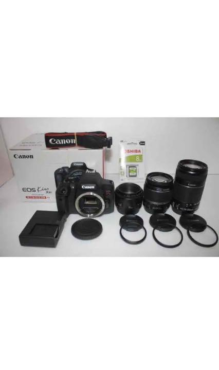 極上品☆キャノン Canon EOS Kiss X8i トリプルレンズセット 最大73 ブランドを選択する レンズキット X8i Kiss キャノン Canon 極上品 デジタルカメラ