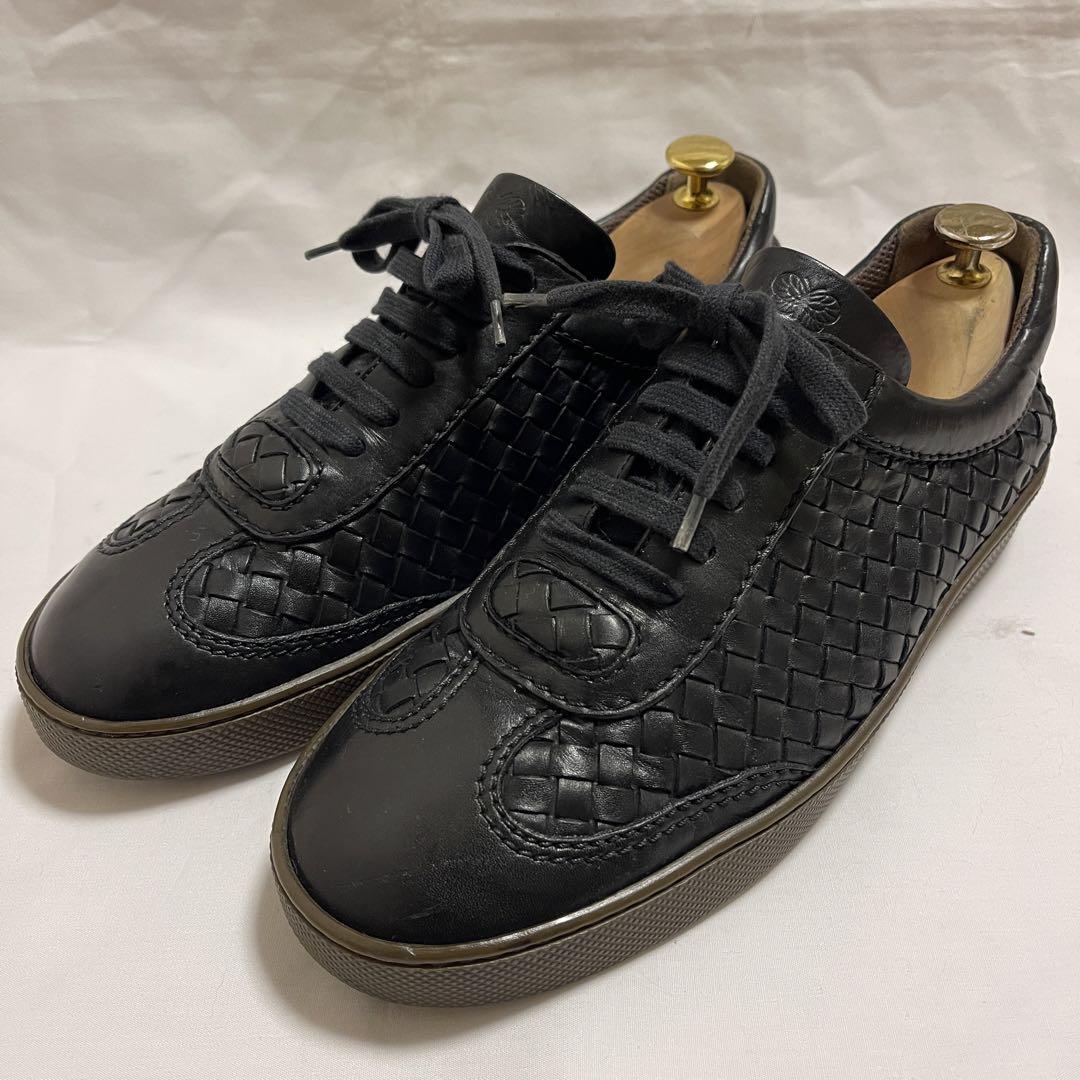 【Bottega Veneta】イントレチャートスニーカーブラックレザー25.5