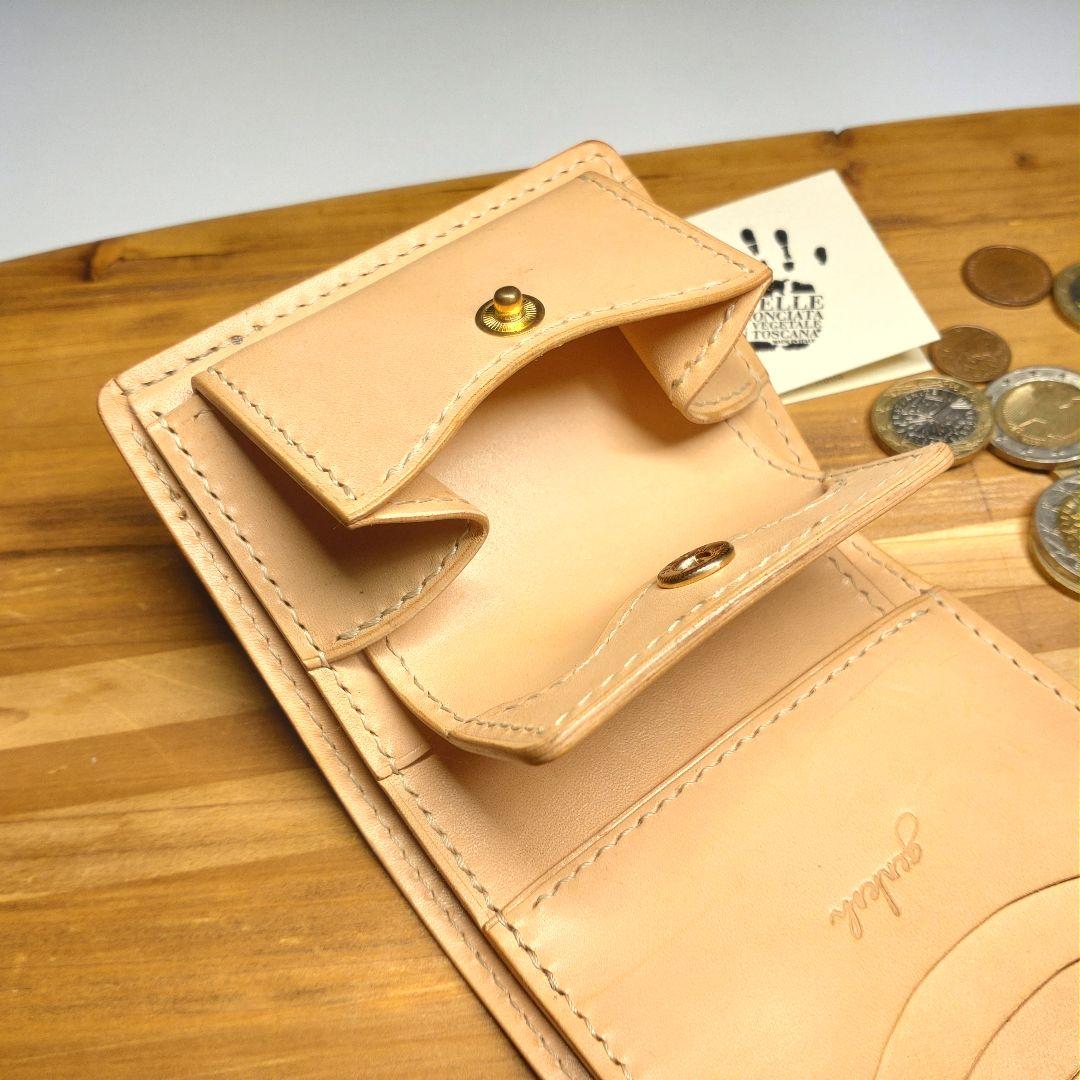 【レザー 財布】三つ折り財布 本革 牛革 ナチュラル メンズ レディース