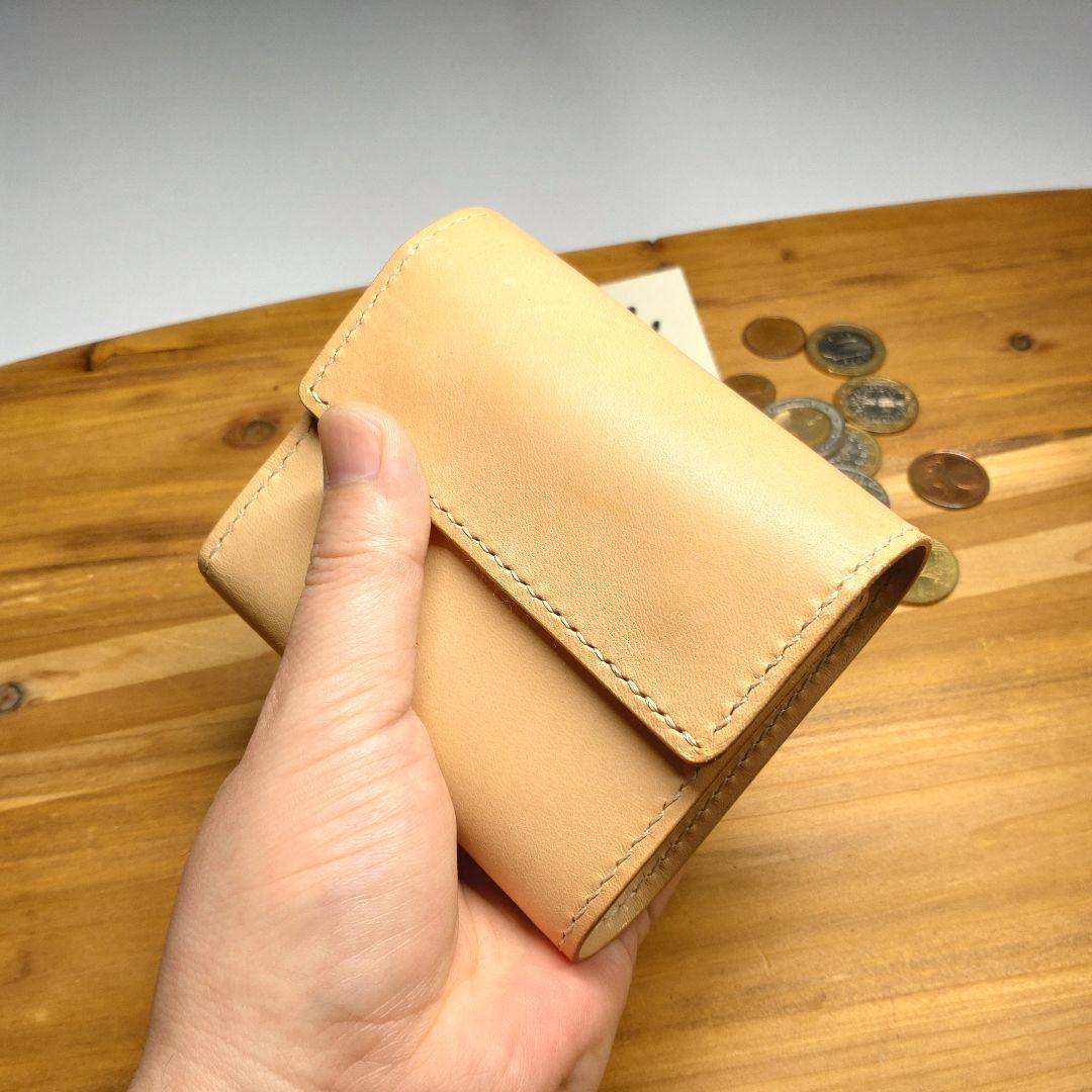【レザー 財布】三つ折り財布 本革 牛革 ナチュラル メンズ レディース