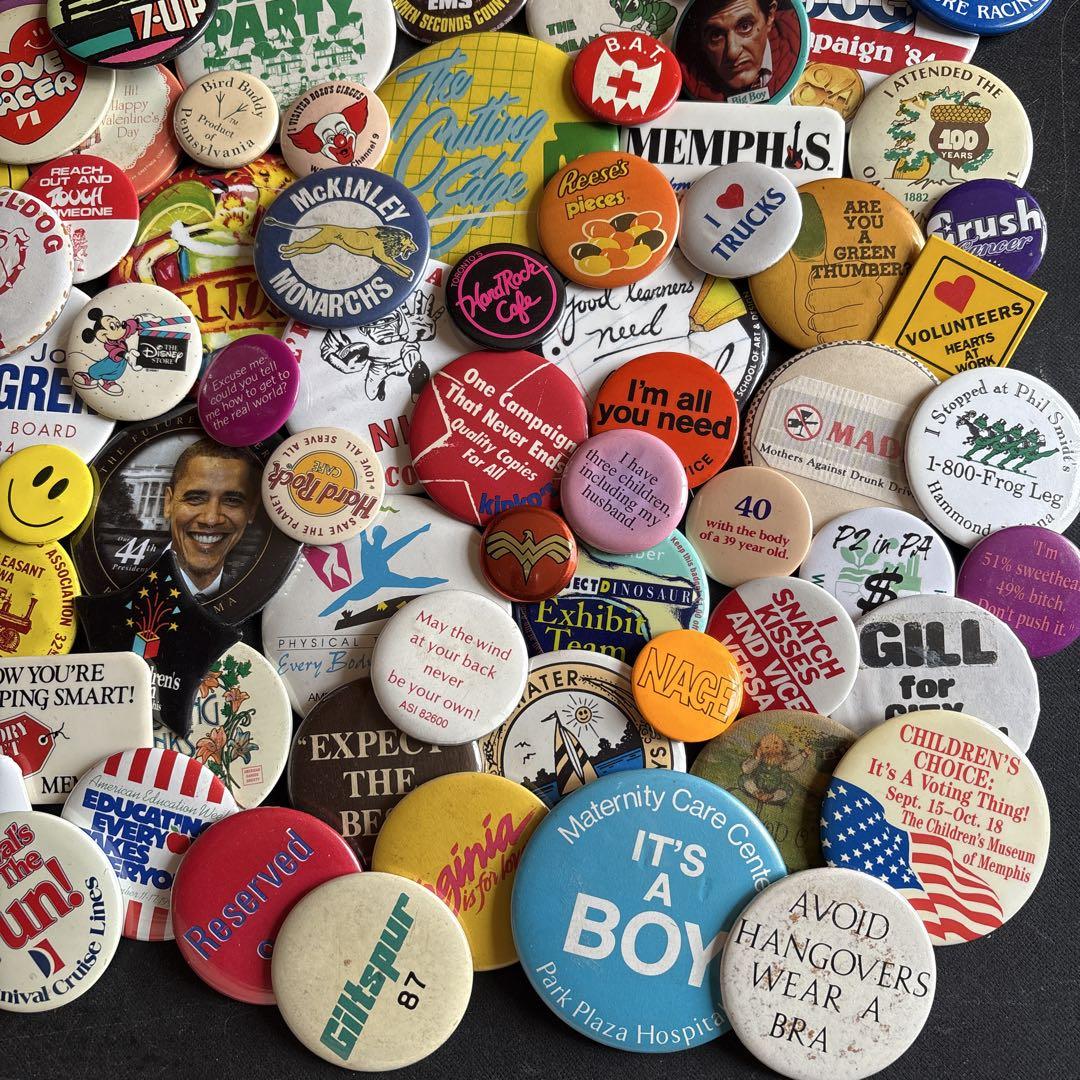 US VINTAGE ／ JUNK缶バッジ100個