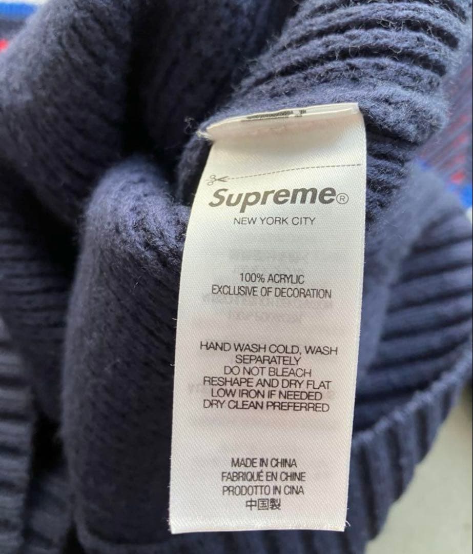Supreme Chest Stripe Sweater セーター　ネイビー