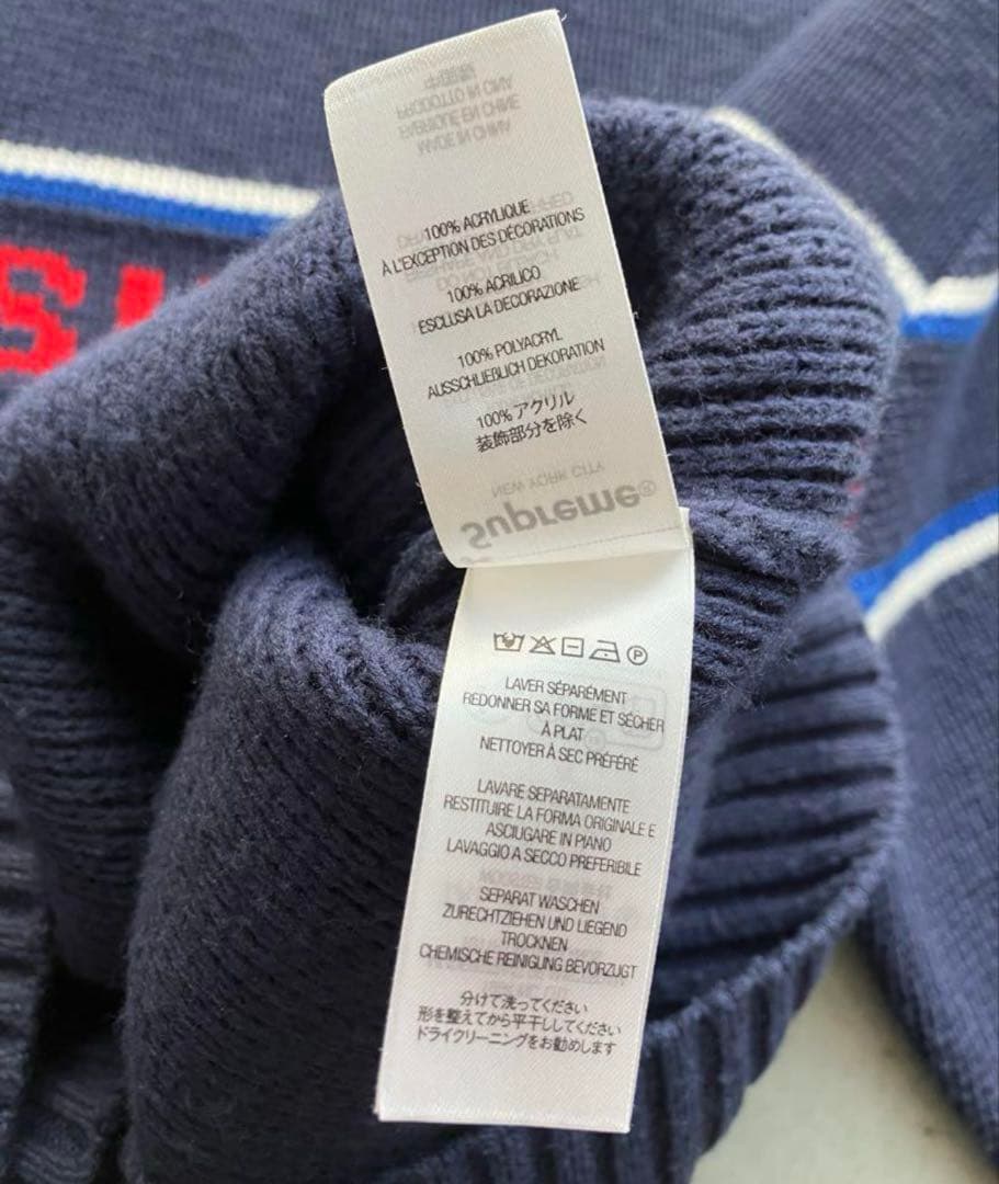 Supreme Chest Stripe Sweater セーター　ネイビー