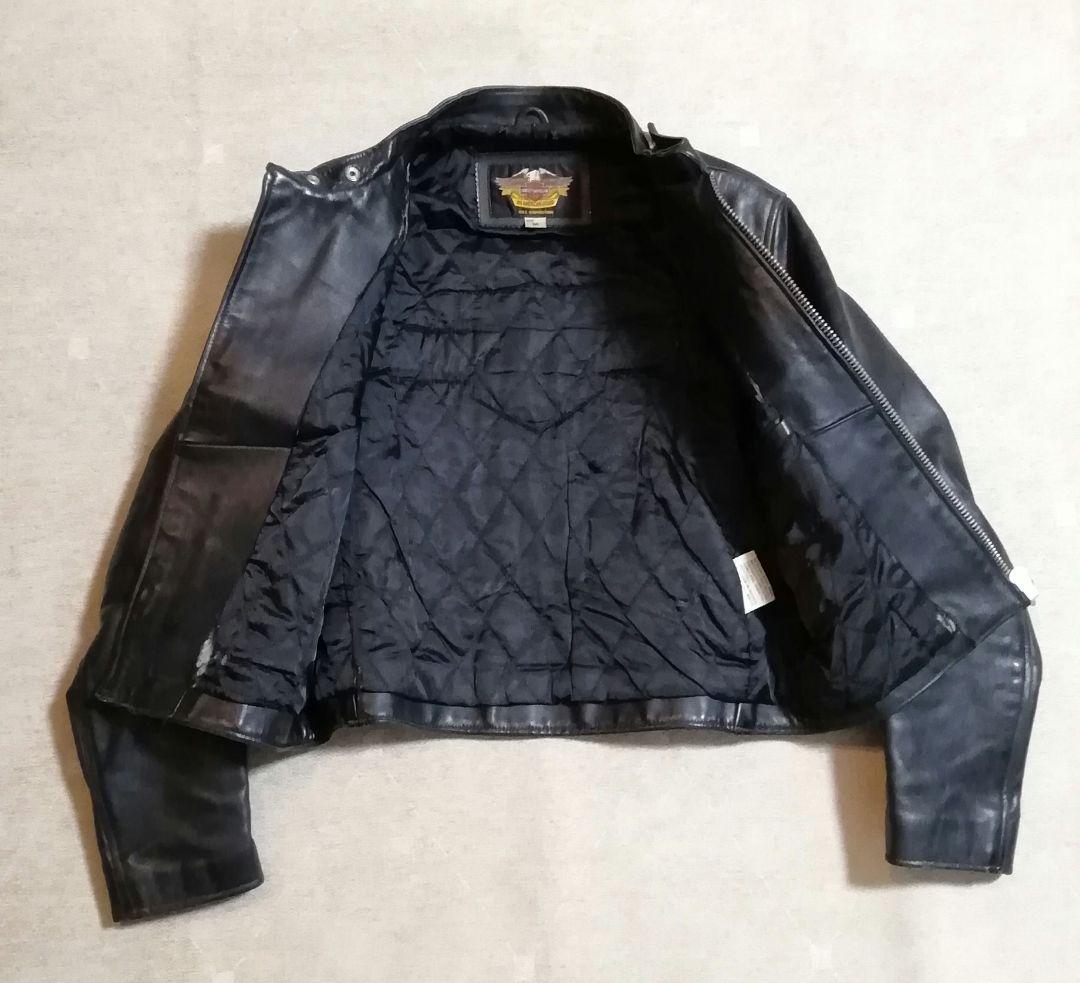 【HARLEY-DAVIDSON】ワッペン付きシングルライダースージャケット　M