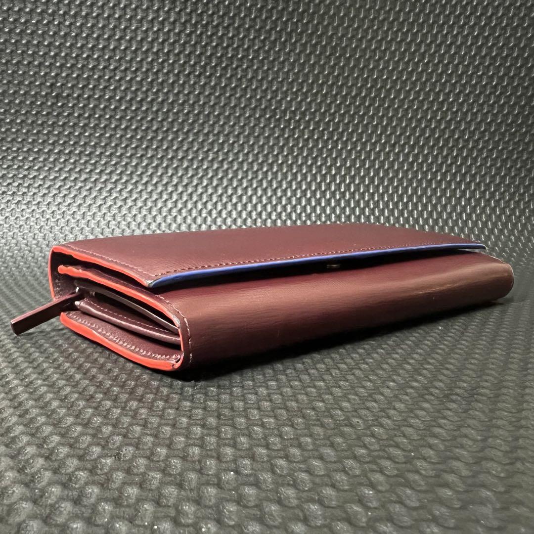 【美品】ポールスミス/Paul Smith かぶせ長財布 カラードエッジ