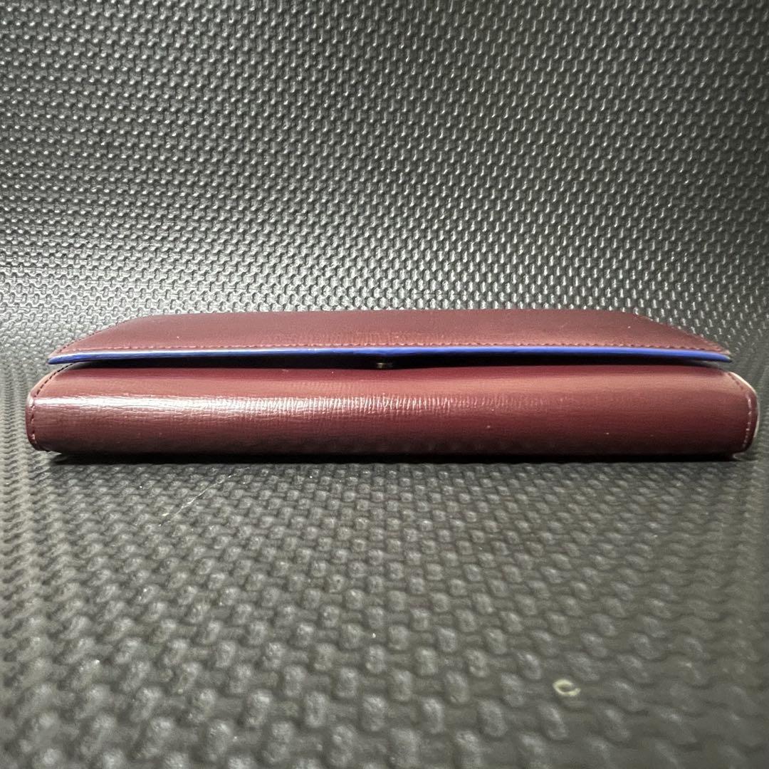 【美品】ポールスミス/Paul Smith かぶせ長財布 カラードエッジ