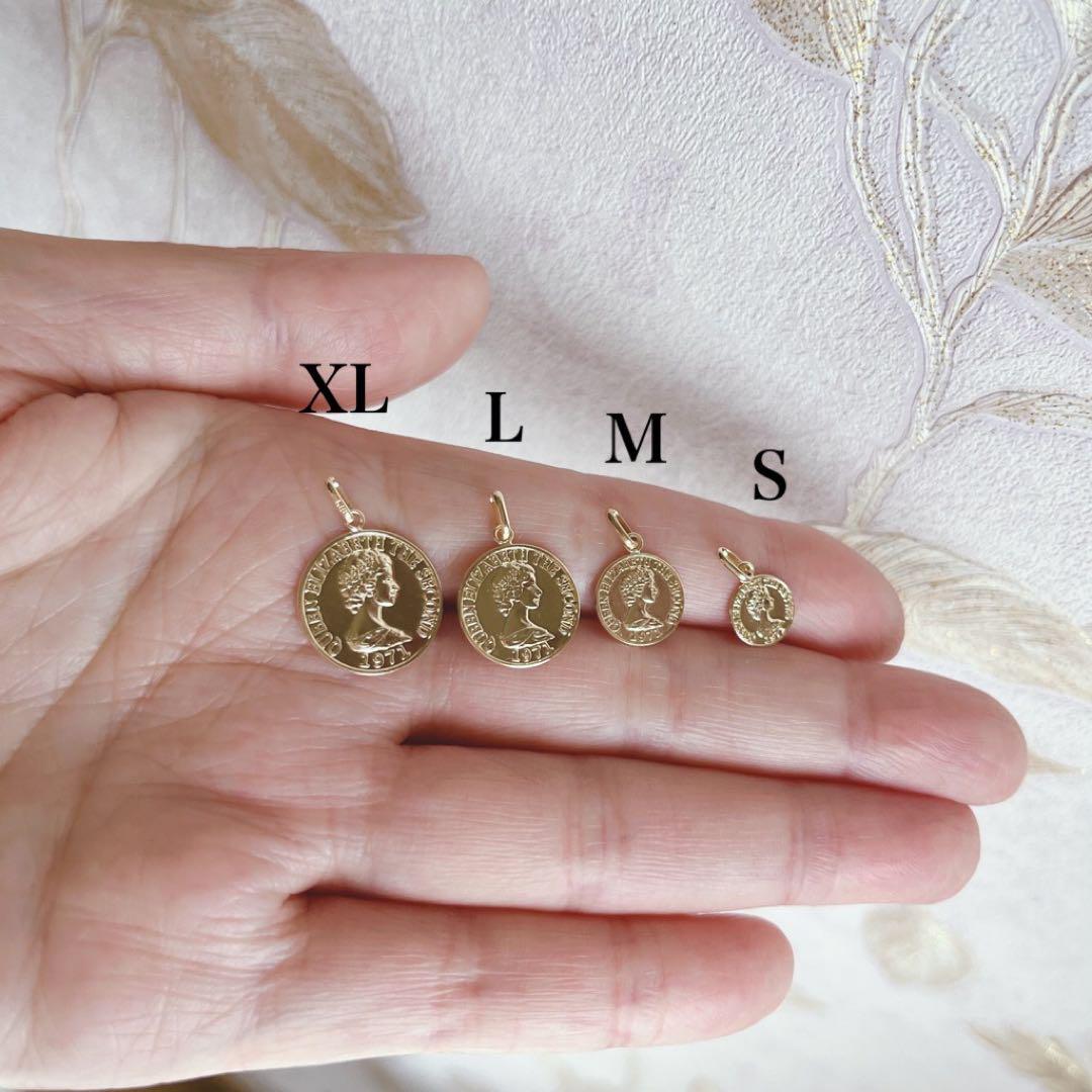 K18 コイン Mサイズ ネックレストップ 18K エリザベス 刻印あり