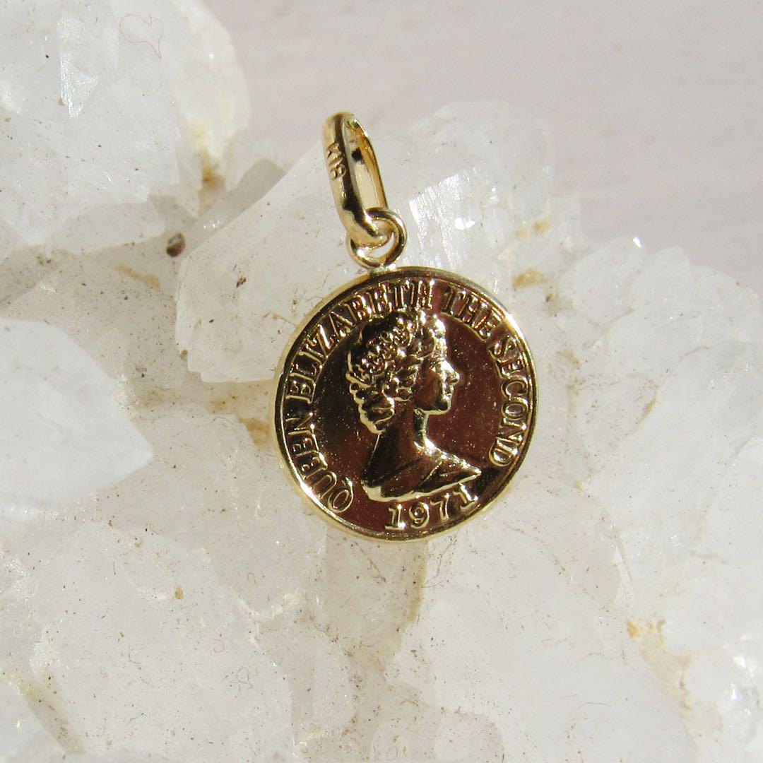 K18 コイン Mサイズ ネックレストップ 18K エリザベス 刻印あり