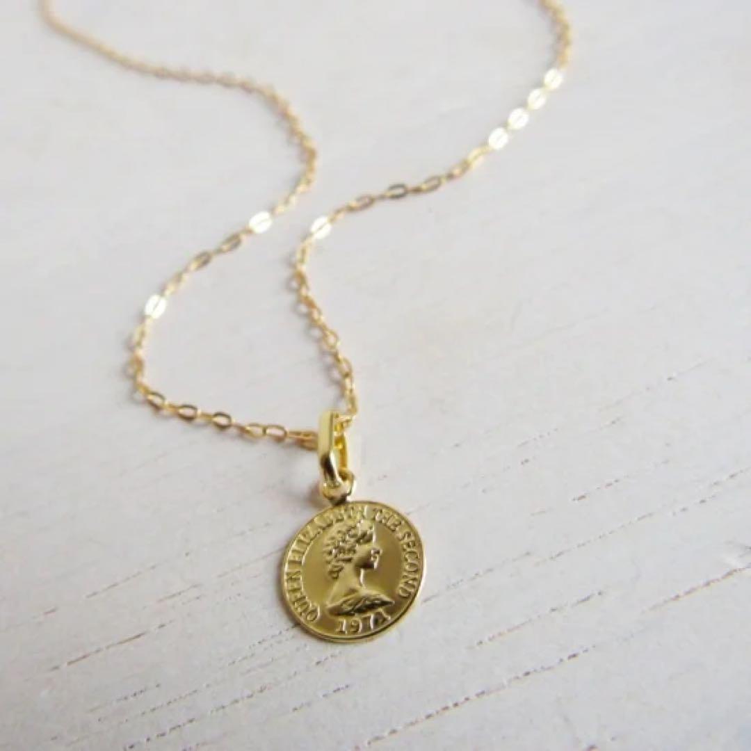 K18 コイン Mサイズ ネックレストップ 18K エリザベス 刻印あり