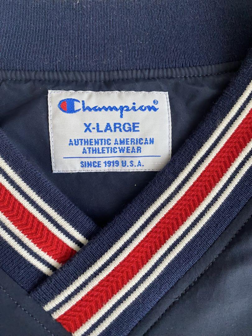 champion X-LARGE コラボ　プルオーバーナイロン　美品 ネイビー