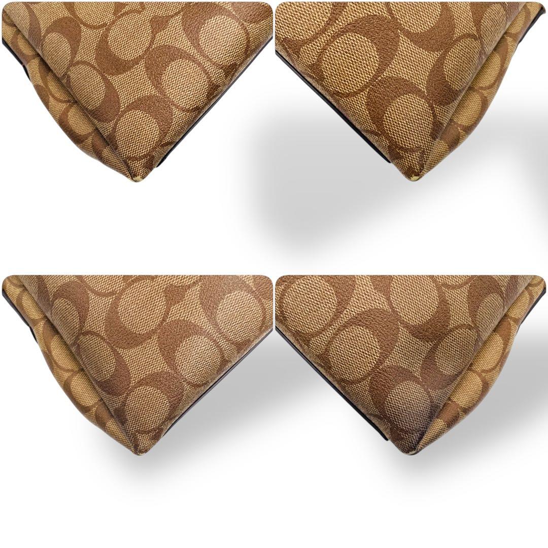 美品 COACH ショルダーバッグ PVC ブラウン シグネチャー 2way