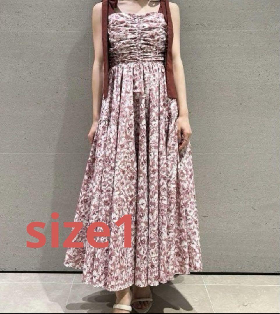 snidel ショルダーリボンフラワーワンピース