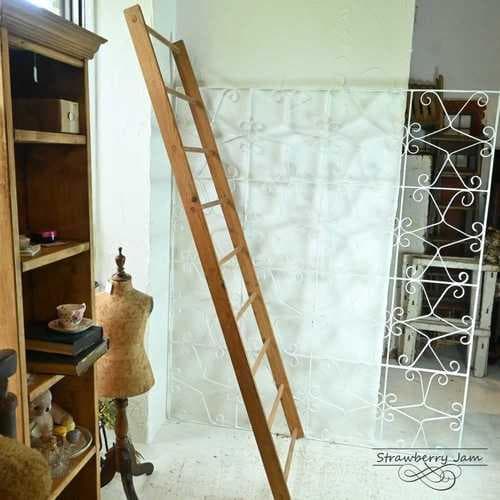 IFU-405 英国アンティーク ラダー 吊り下げ ディスプレイ リネンラック