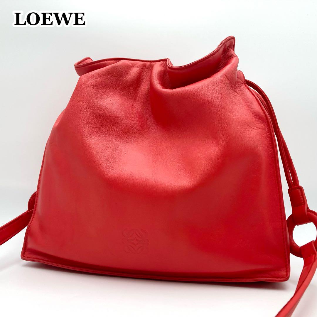 AMQ15 ロエベ 極美品 フラメンコ ショルダーバッグ 巾着 ナッパレザー 極美品✨ LOEWE フラメンコ 巾着ショルダーバッグ ナッパレザー
