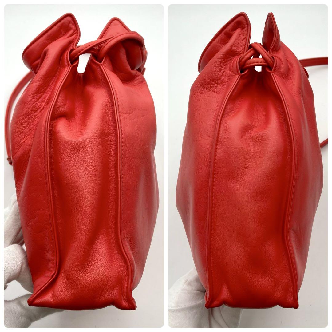 AMQ15 ロエベ 極美品 フラメンコ ショルダーバッグ 巾着 ナッパレザー 極美品✨ LOEWE フラメンコ 巾着ショルダーバッグ ナッパレザー