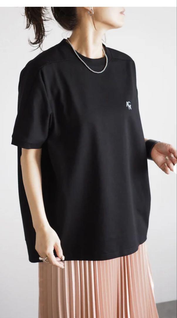 ANC刺繍ロゴスウェットTシャツ　ブラック