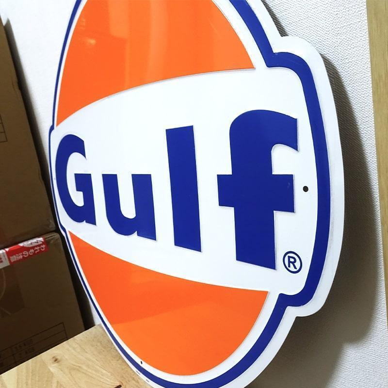 ブリキ看板 巨大 ガルフ アメリカン プレート GULF OIL 大きい