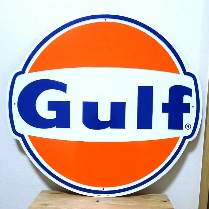 最先端 ブリキ看板 巨大 ガルフ アメリカン プレート GULF OIL 大きい アンティーク雑貨