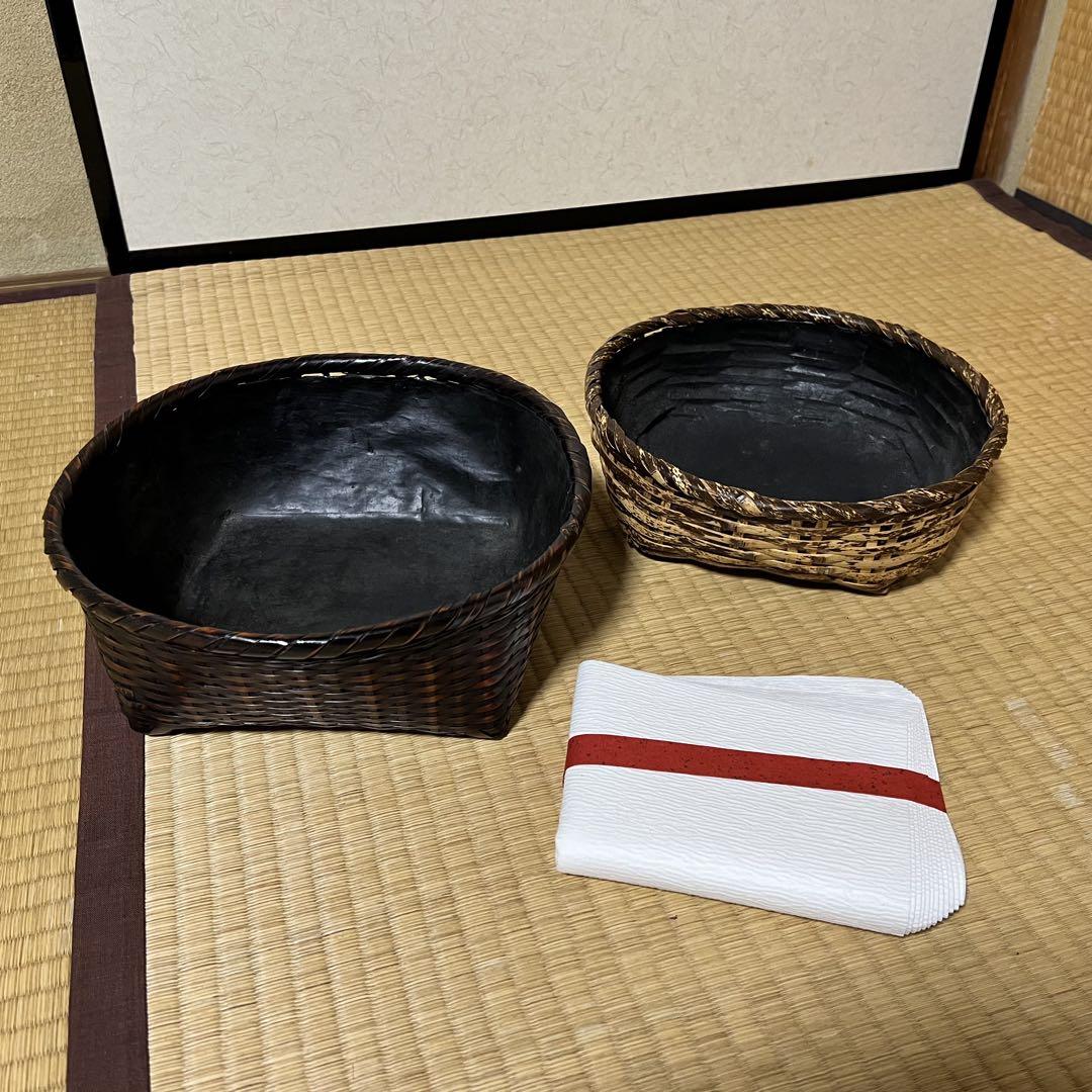 茶道具　炭斗　紙釜敷き　3点セット