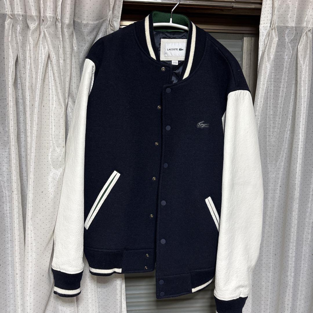 LACOSTE ラコステ　スタジャン　切替　レザー　ヤギ革　ウール　キルティング ラコステ スタジャン キルティング レザー ウールジャケット