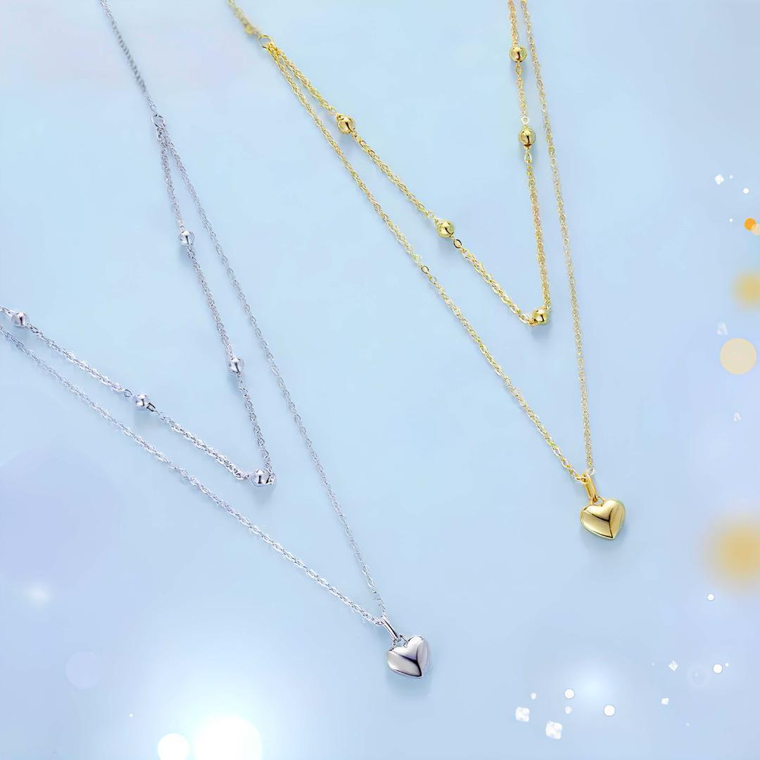 【限定セール！】 n415a【高級✧】2連ハートネックレスゴールド可愛い彼女誕生日 アクセサリー
