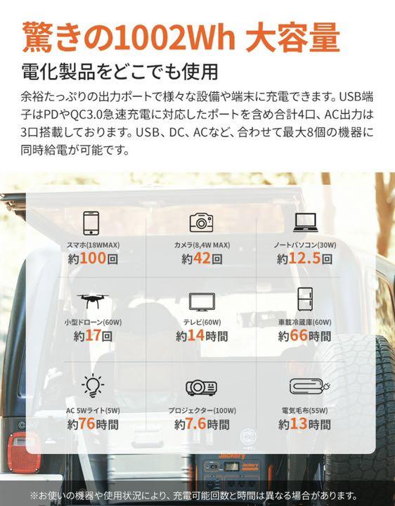 2022新品 ⭐︎新品未開封品⭐︎ Jackery ポータブル電源 1000 1002Wh jKBDs-m13991546092 セール即納