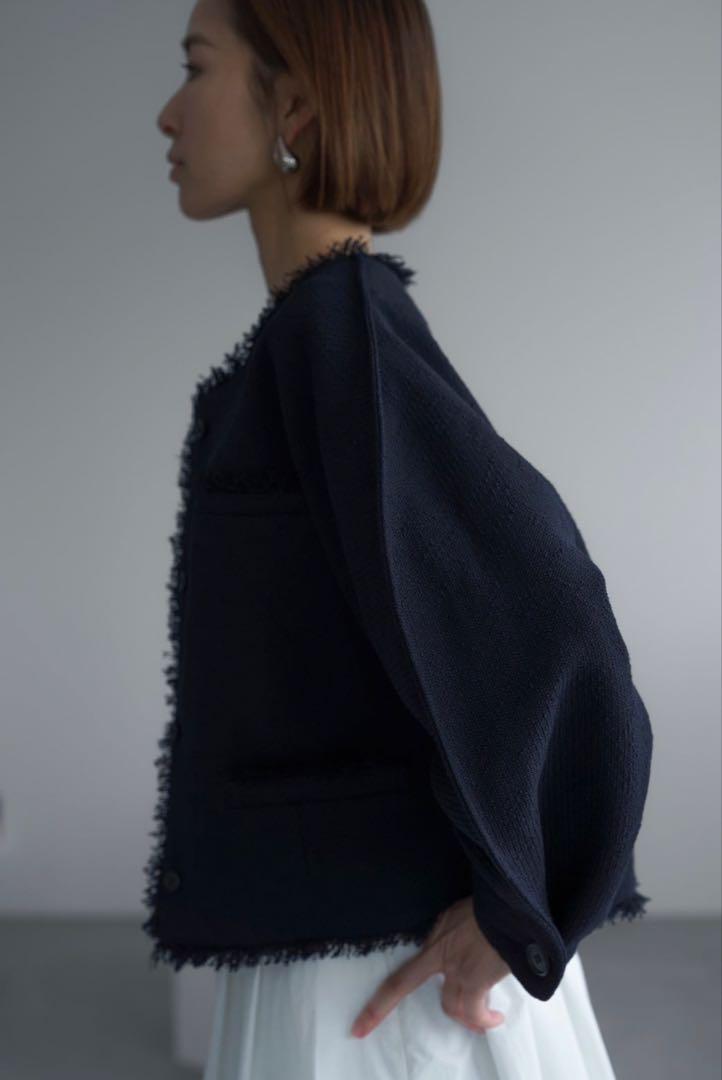 ふるさと納税 raughlow cocoon tweed jaket(navy) ジャケット・アウター
