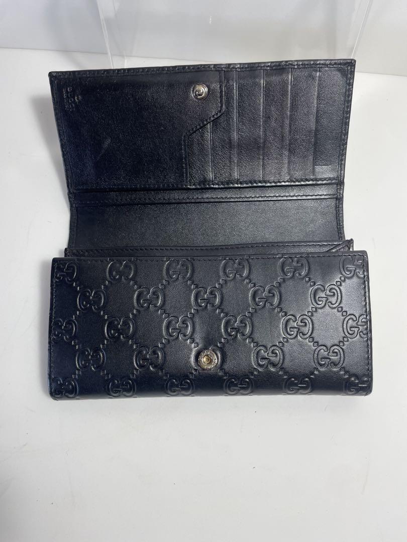 GUCCI ブラック 長財布 エンボスロゴ