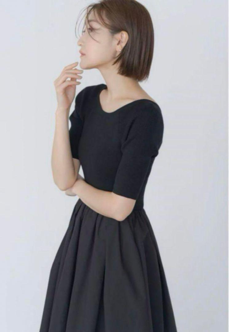 極美品✨regleam リグリーム　ワンピースリブニット　切り替え　半袖　М