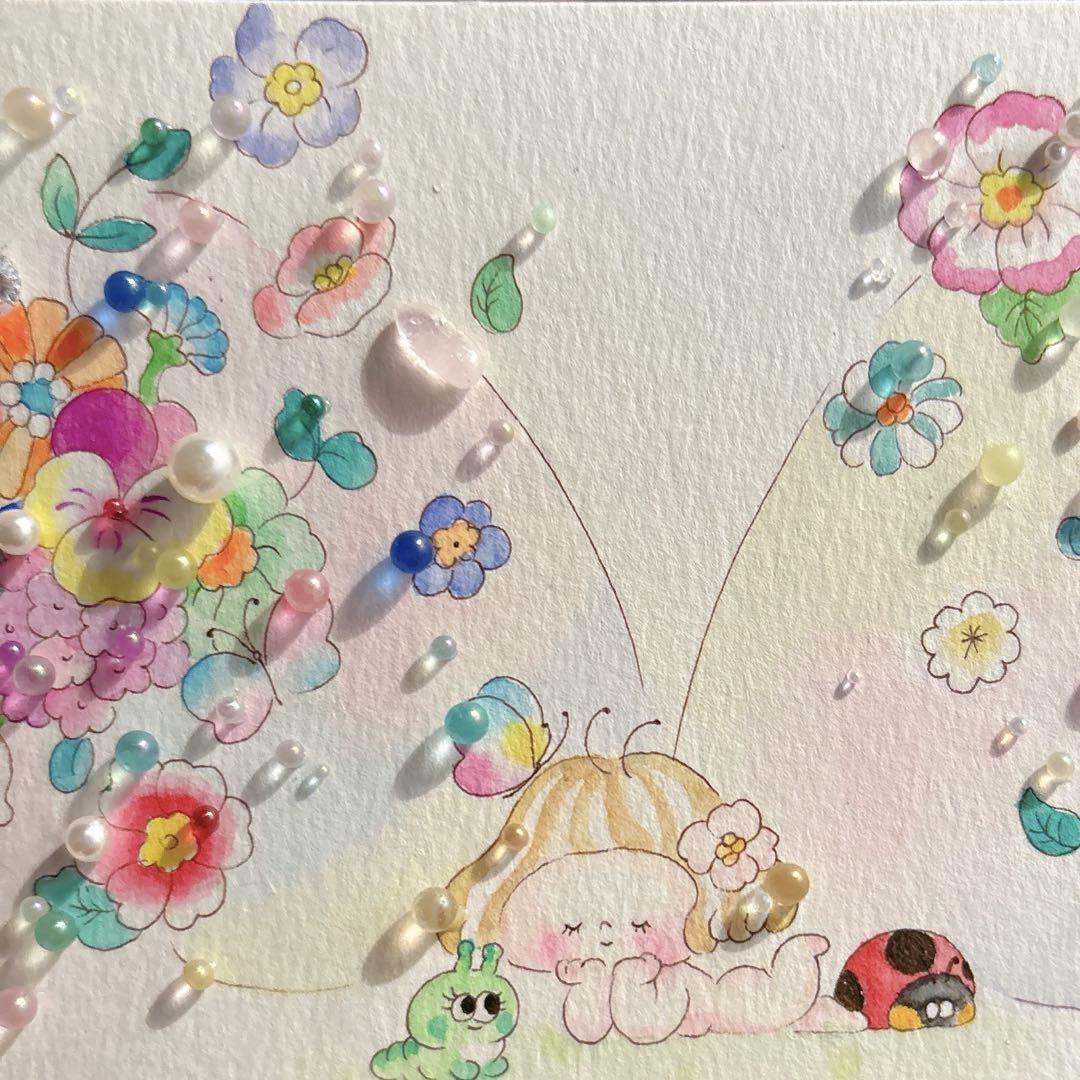 夢のカケラ】グラスアート イラスト 水彩画 原画