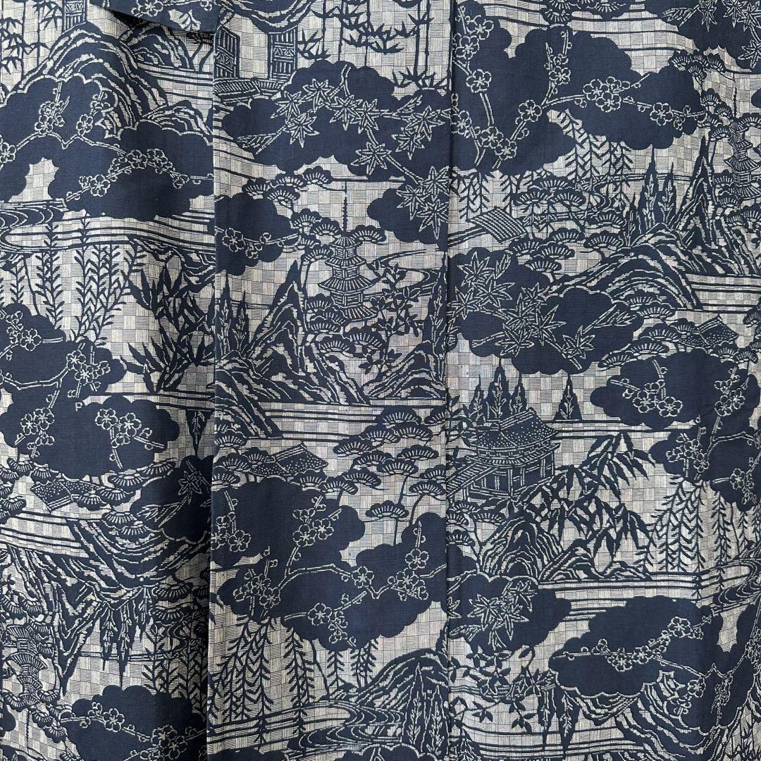 超美品　逸品　両面染　綿縮　本染浴衣　浴衣 着物　夏物　158㎝　濃紺