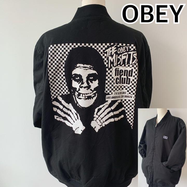 美品 オベイ OBAY 中綿ブルゾン OBAY×Misfits コラボ黒メンズL