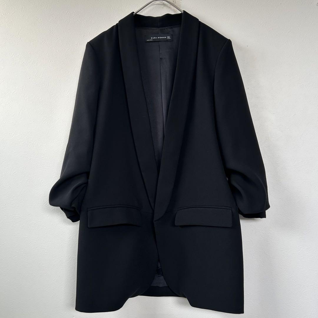 【美品】ZARA ブラック テーラードジャケット クロップド丈 M | フリマアプリ ラクマ
