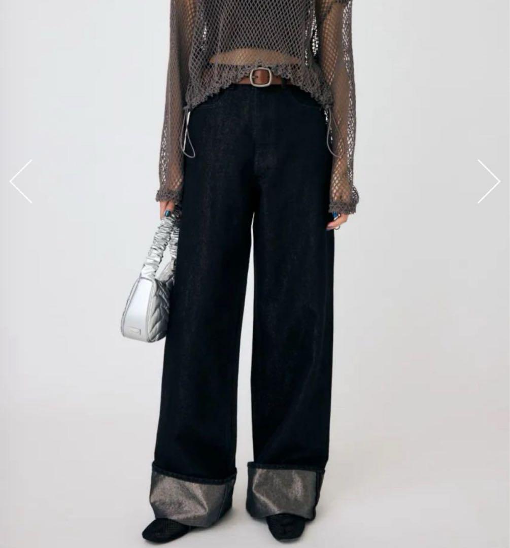 moussy GLITTER DENIM WIDE STRAIGHT
