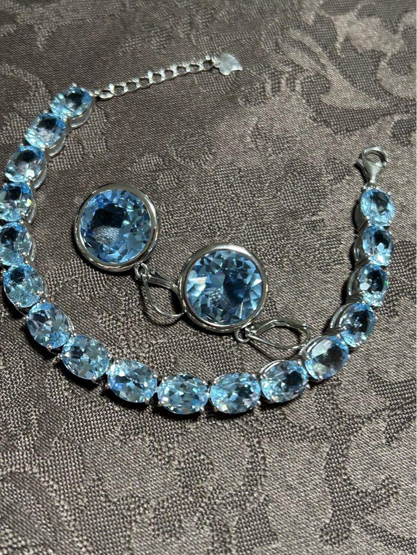 にっこりなし様専用❣️大特価!!!天然ブルートパーズブレスレット20.00ct 画像8